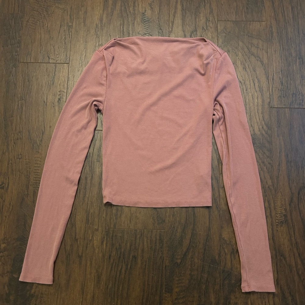 Wild Fable Boat Neck Ribbed Top in Dusty Pink Size XS